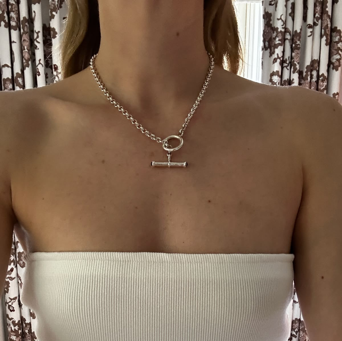 Blue Sapphire Toggle Necklace